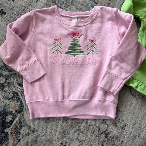 MADDIE Monogrammed Pink Tree Pullover Sweatshirt 2T - Picture 1 of 3